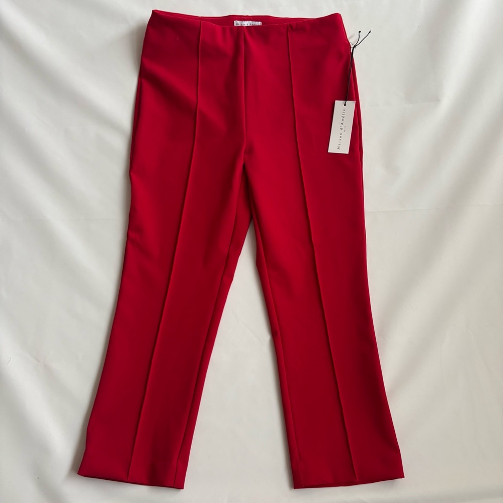 NWT Maison d'Amélie Paris Red Pants Straight Leg Pull on size 6  INV25/296